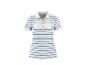 Wit en blauw gestreept poloshirt met korte mouwen en knopen.
