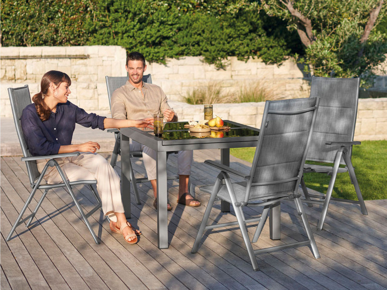 Ga naar volledige schermweergave: Aluminium tuinset premium antraciet met uittrekbare tuintafel en 4 relaxstoelen Toronto LIVARNO home - afbeelding 2