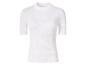 T-shirt côtelé blanc à manches courtes et col montant pour femme