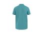 Turquoise blauw poloshirt met korte mouwen, achteraanzicht.
