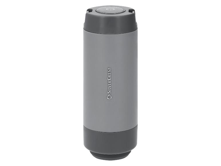 Grijze SilverCrest thermosfles met een knop bovenaan