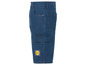Een blauwe denim cargo short van Lidl.