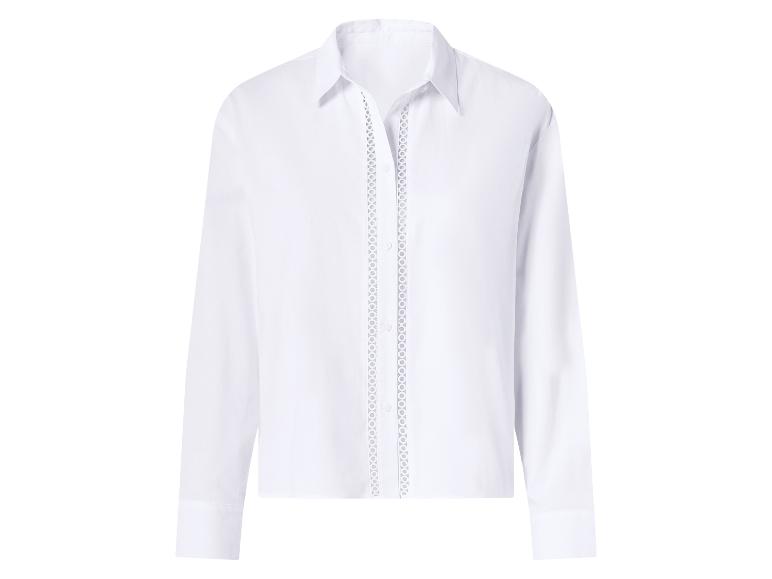 Chemise blanche à manches longues avec détails brodés sur le devant