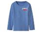 Blauw shirt met lange mouwen en de tekst 'FAMILY TIME' in wit en rood.