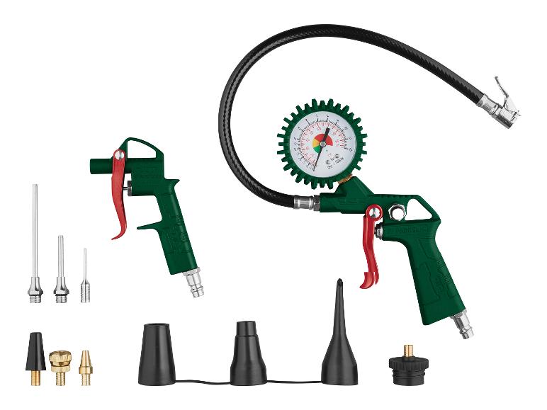 PARKSIDE luchtpistool en drukmeter set met diverse mondstukken.
