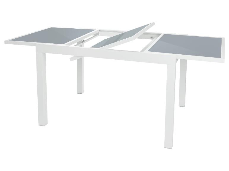 Witte uitklaptafel met grijs blad