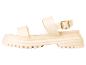 Beige plateau sandalen met gouden gesp.