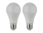 Twee witte LED-lampen met schroefdraad.