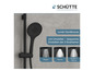 Pomme de douche ronde Schütte noire avec 3 types de jets : pluie, sauna et pluie/sauna.