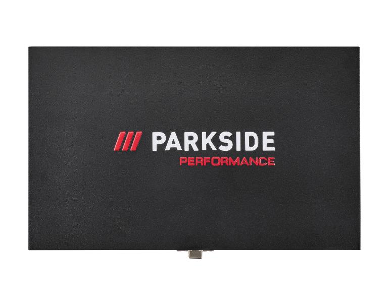 Zwarte doos met witte en rode letters 'PARKSIDE PERFORMANCE'.