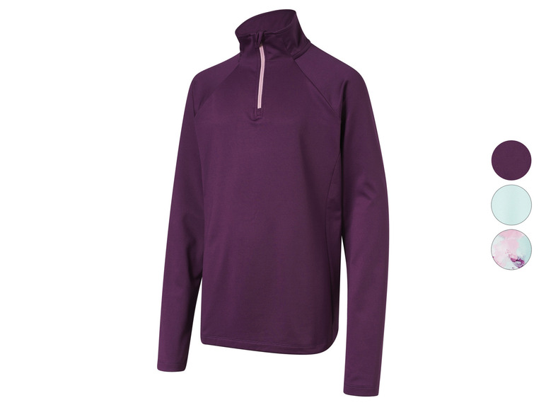 Un pull à manches longues violet avec une fermeture éclair