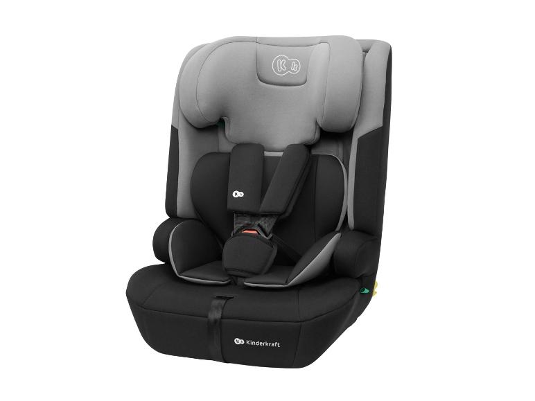 Siège auto bébé gris et noir avec harnais de sécurité