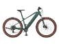 Vélo électrique tout-terrain Dice : cadre vert, pneus brun clair.