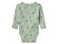 Lichtgroene baby romper met lange mouwen en bloemenprint