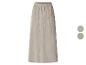 Jupe longue en mousseline avec taille élastique, disponible en beige et vert.