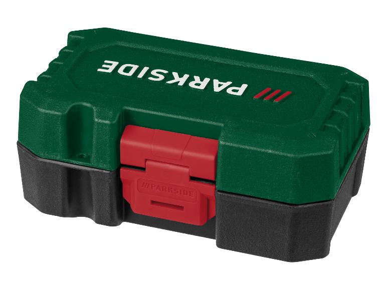 Boîte à outils PARKSIDE verte et noire avec fermoirs rouges