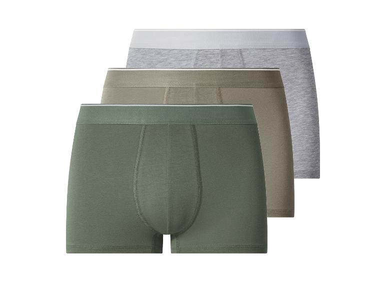 3-pack heren katoenen boxershorts in groen, kaki en grijs