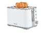 Witte SilverCrest broodrooster met twee sneetjes geroosterd brood.