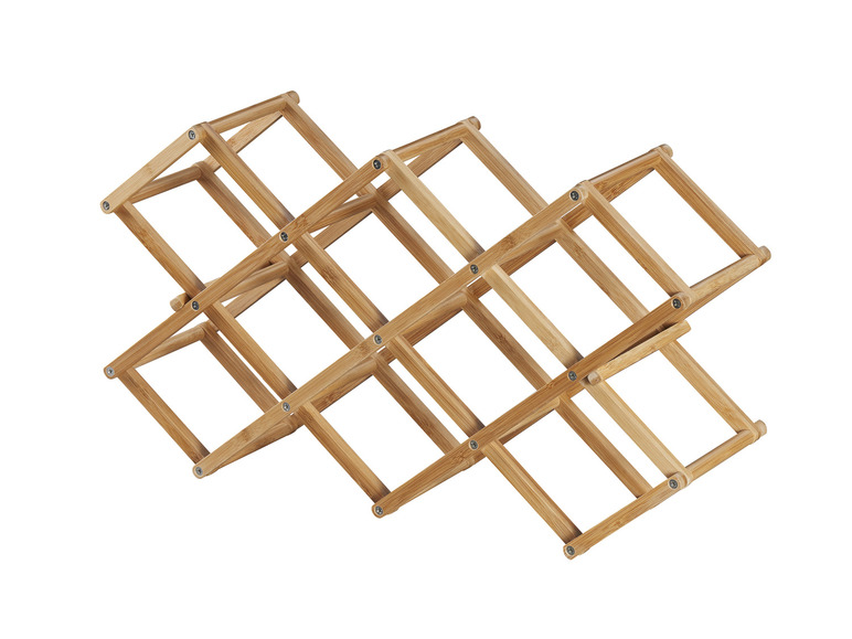 Un porte-bouteille en bois avec six compartiments.