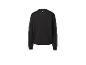 Zwart sweatshirt met lange mouwen en een klein wit logo op de achterkant van de kraag.