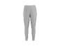 Grijze joggingbroek met elastische tailleband en boorden bij de enkels.