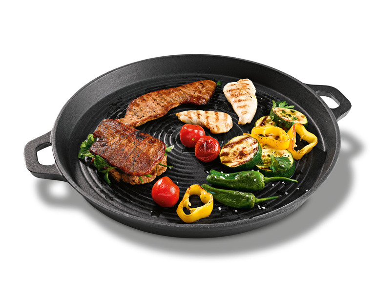 Aller en mode plein écran GRILLMEISTER Poêle pour barbecue, en fonte, Ø 40,5 cm (avec poignées) - Photo 1