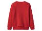 Pull rouge uni à manches longues et col rond, vu de dos.