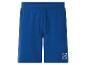 Short de sport bleu avec cordon de serrage à la taille et petit logo irisé.