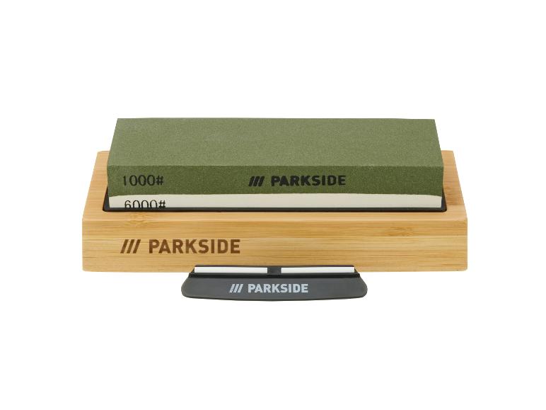 PARKSIDE slijpsteen 1000#/6000# met bamboe basis en hoekgeleider.