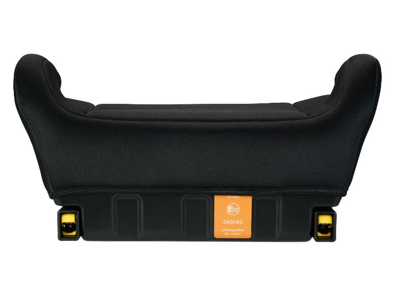 Zwart autostoelverhoger met E57 040082 keurmerk voor 125-150cm