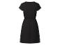 Robe d'été noire décontractée avec taille élastiquée et manches courtes.