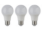 Drie witte LED-lampen met schroefdraad.