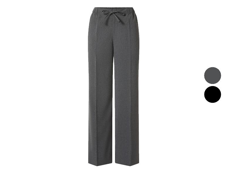 Grijze broek met rechte pijpen en trekkoord in de taille, met grijze en zwarte kleurstalen.