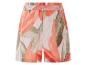 Shorts à taille haute, motif floral corail et beige.