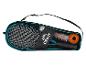 Crivit badmintonrackets, shuttles en ballen in een tas.