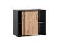 Bureaukast met houten schuifdeur en open planken