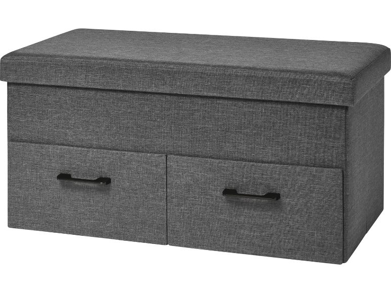 Banc de rangement gris avec deux tiroirs