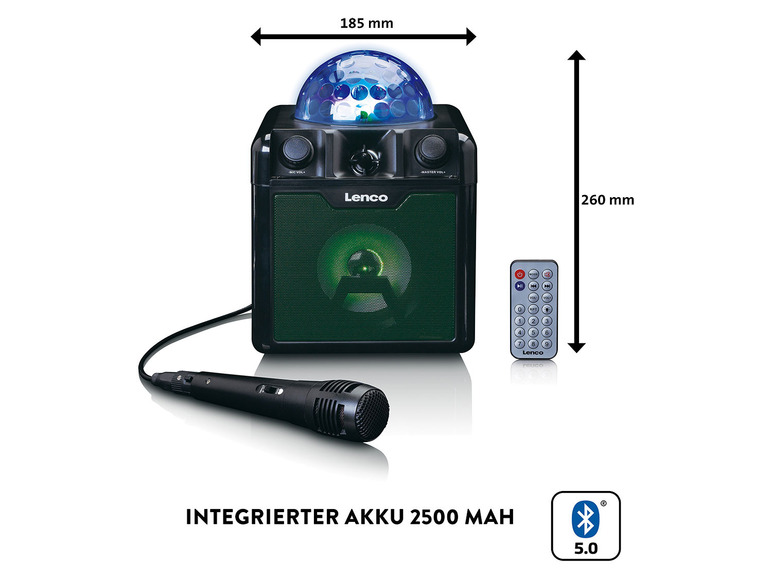 Ga naar volledige schermweergave: Lenco Karaoke systeem met microfoon & Bluetooth - afbeelding 8