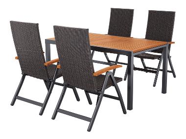 LIVARNO home Ensemble de jardin »Valencia«: Table de jardin extensible avec 4 fauteuils pliants