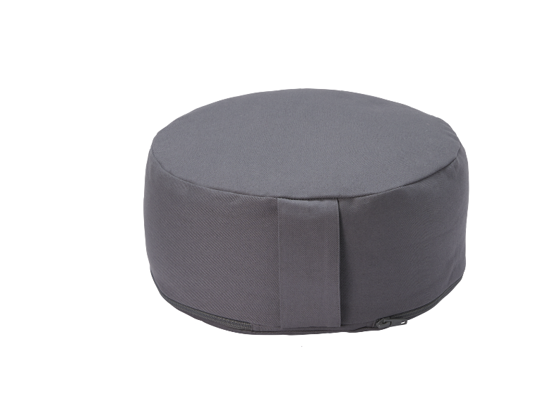 Coussin de méditation rond gris foncé avec fermeture éclair