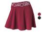 Bordeauxrode dames sportrok met elastische tailleband met de tekst 'CRIVIT'.