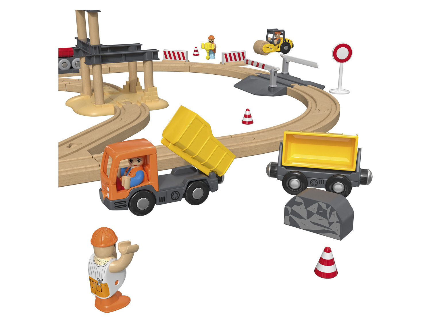 Playtive Chemin de fer en bois chantier ou énergies re…