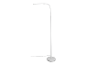 Witte staande lamp met gebogen arm.