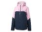 Veste de ski rose et bleu marine avec capuche et fermeture éclair