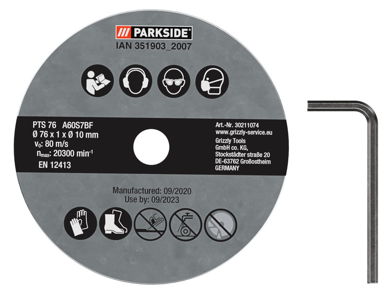 Ga naar volledige schermweergave: Haakse accuslijper 12 V PARKSIDE® PWSA12 - afbeelding 7