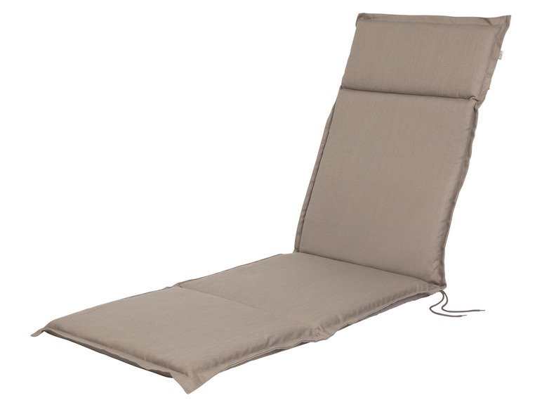 Un coussin de chaise longue beige avec dossier.