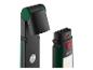 Twee groen-zwarte Parkside werklampen met magnetische basis.