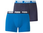 Deux boxers Puma en bleu et bleu foncé.