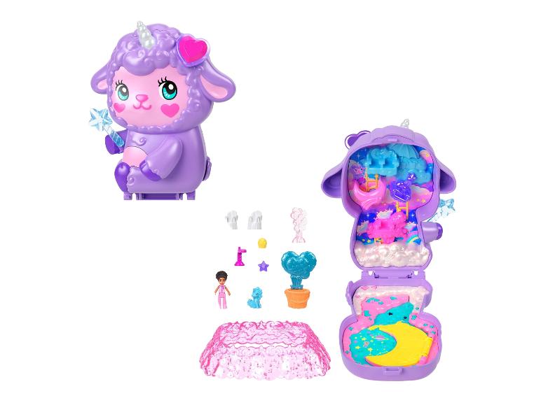Ensemble de jeu compact mouton licorne violet avec poupée miniature et accessoires