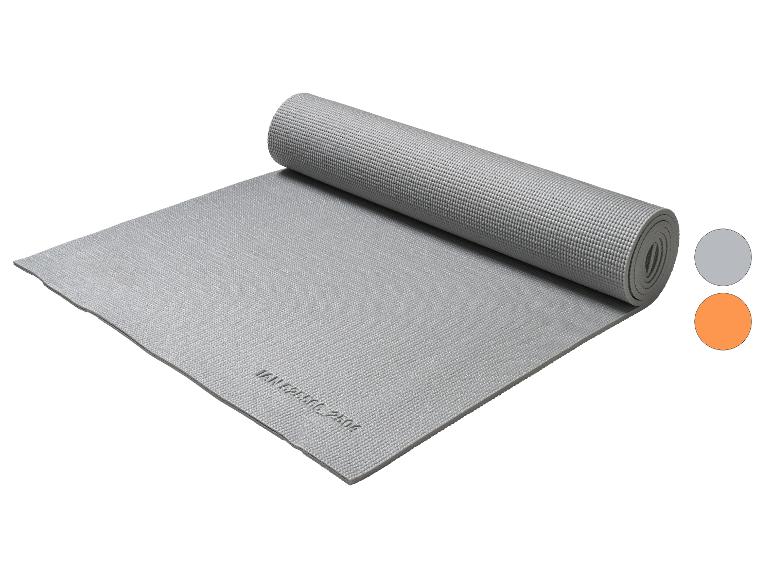 Grijze yogamat met zichtbare tekst IAN 525566_2304 en kleurmonsters